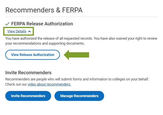 ferpa authorization common app